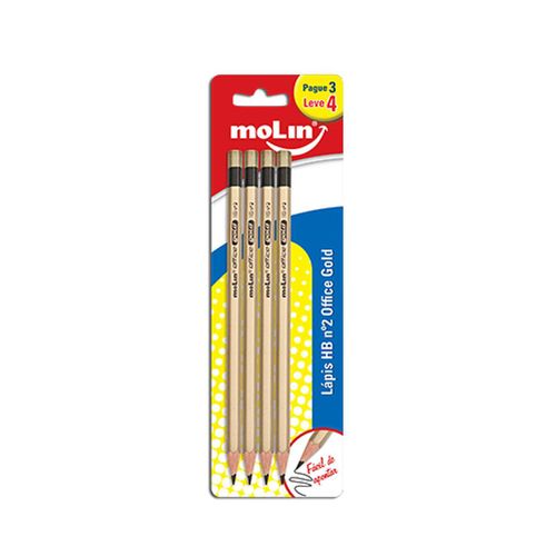 Lapis Preto Hb N2 Office Gold Bt C/4 Molin 13320