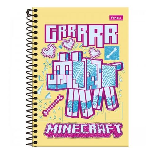 Caderno Universitario 1 Materia Capa Dura Minecraft 80fl Foroni