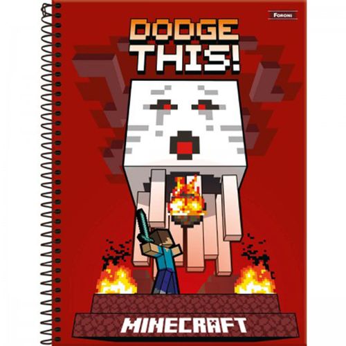 Caderno Universitario Minecraft Capa Dura 10 Materias C/ 200 Folhas - Foroni