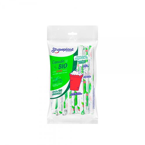 Canudo Sache Bio Shake 8mm Transparente C/100 Unidades Strawplast