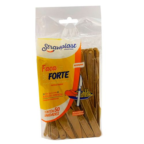 Faca Master Dourada Strawplast C/50 Unidades