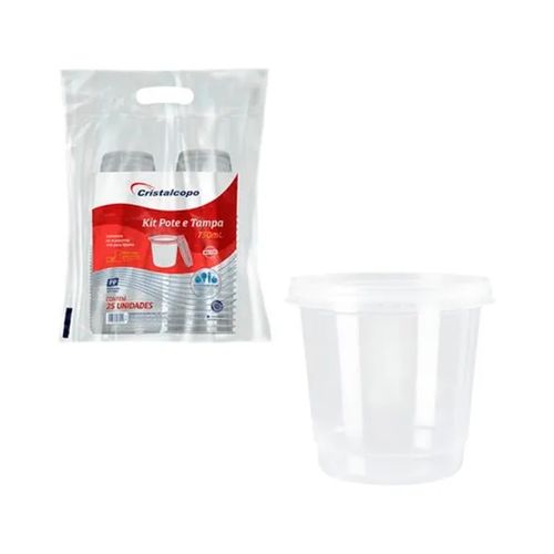Pote Com Tampa Redondo 750ml Cristalcopo C/25 Unidades