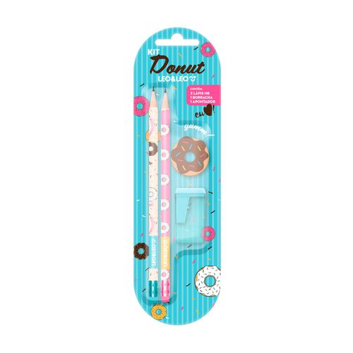 Kit Donut Lapis  Apontador  Borracha - Blister - Leoleo