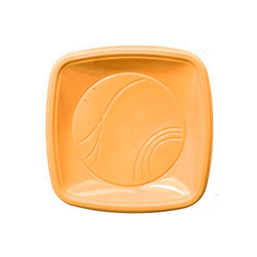 Prato Plastico Quadrado 15cm Biodegradavel Laranja Com 10 Un - Trik