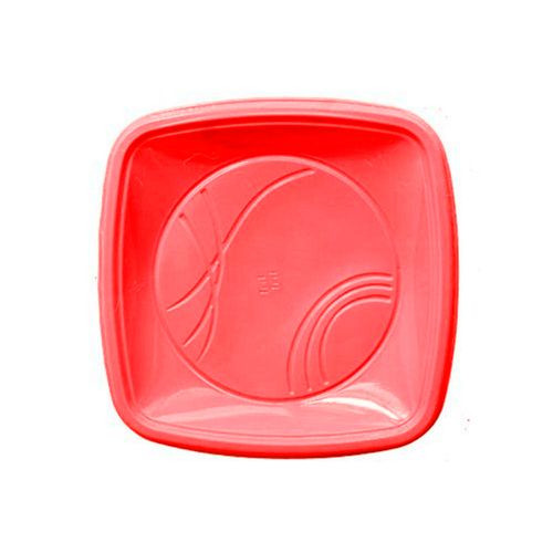 Prato Plastico Quadrado 15cm Biodegradavel Vermelho Com 10 Un - Trik