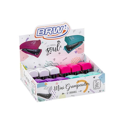 Grampeador Plastico Mini Para 20fls Cores Vivas - Brw