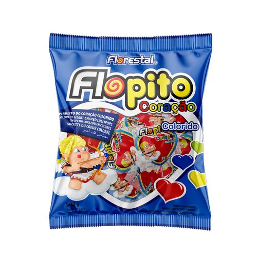 Pirulito Coracao Colorido Flopito 500g - Florestal