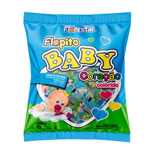 Pirulito Baby Coracao Colorido 200g - Florestal
