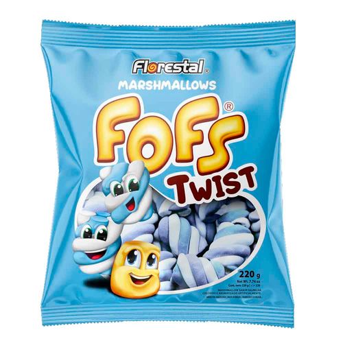 Marshmallows Fofs Twist Azul e Branco 220g - Florestal