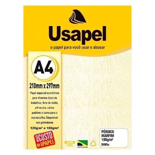 Papel Linho Branco 180gr C/50 Folhas Usapel