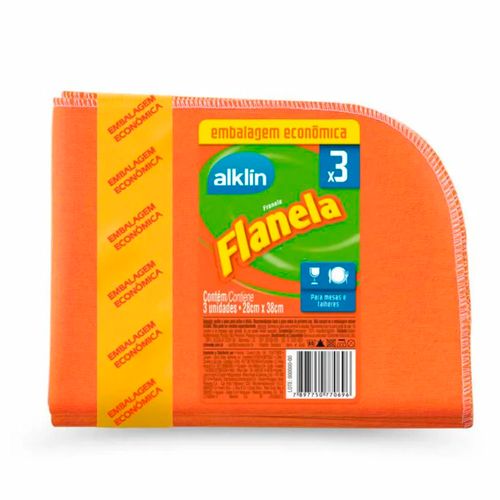 Flanela Pp 28x38 Com 3 Unidades - Alklin