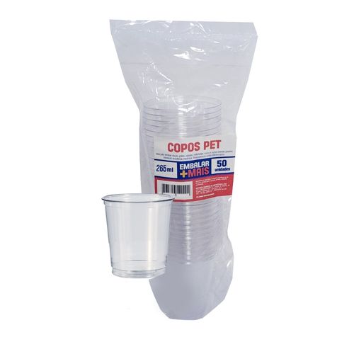 Copo Plastico 265ml Transparente Embalar Mais 50 Unidades