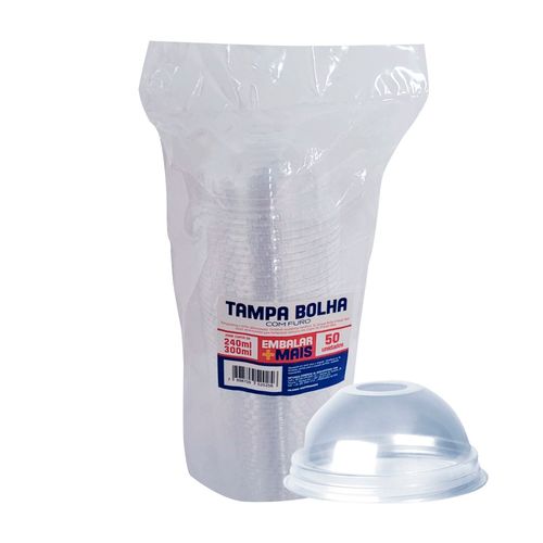 Tampa Bolha Copo 300ml Com Furo Embalar Mais 50 Unidades