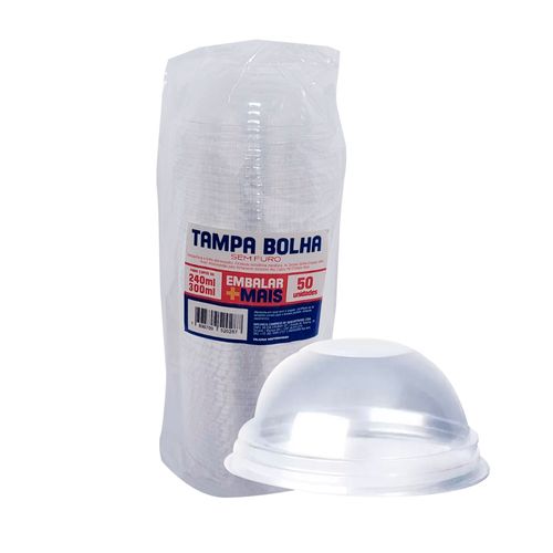 Tampa Bolha Copo 300ml S/furo C/50 - Embalar Mais