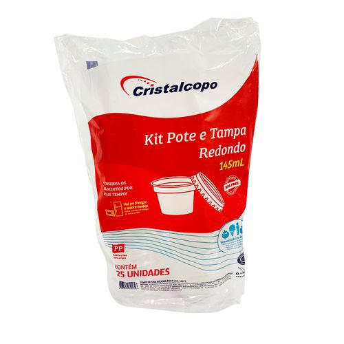 Pote Com Tampa Redondo 145ml Com 25 Un - Cristalcopo