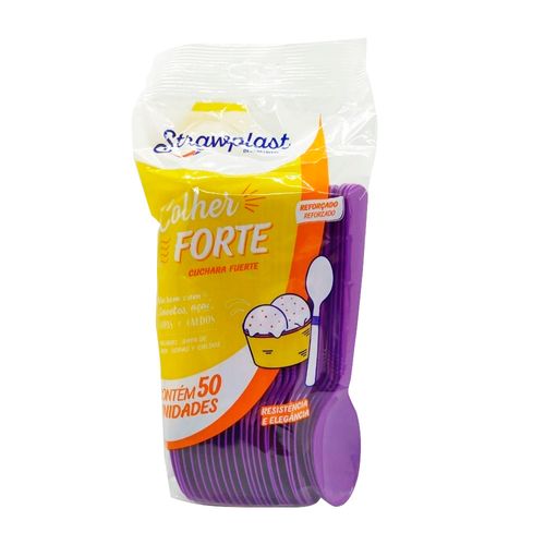 Colher Master Roxa Com 50 Un - Strawplast