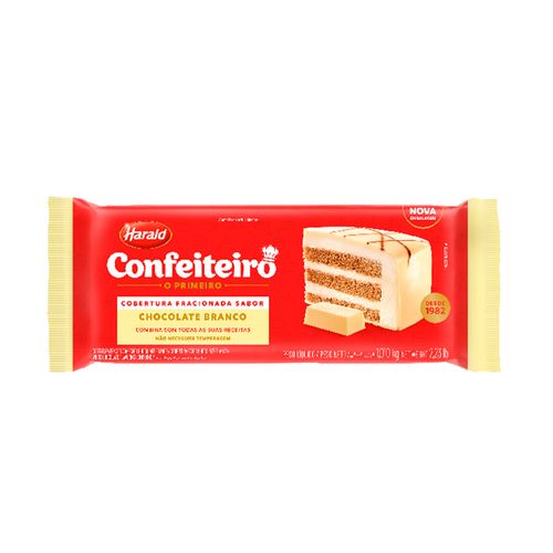 Cobertura Barra Fracionada Chocolate Branco Harald 1,01kg