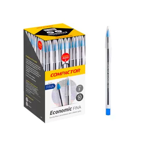 Caneta Esferografica Economic Azul Fina C/50 - Compactor