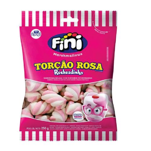Marshmallow Recheado Torcao Rosa Branco Fini 250g