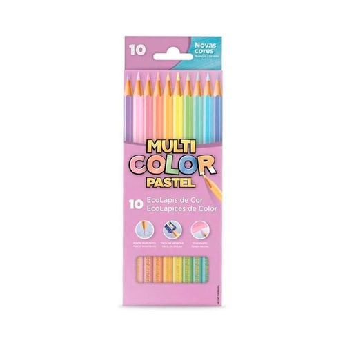 Lapis de Cor Multicolor Pastel 10 Cores
