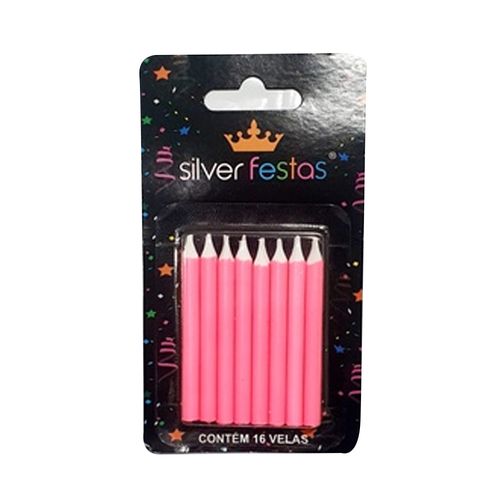 Vela Palitinho Lisa Rosa Silver C/16