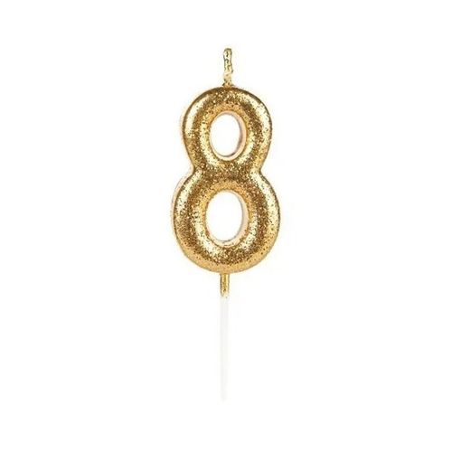 Vela Aniversario Pick Dourada N8 Silver