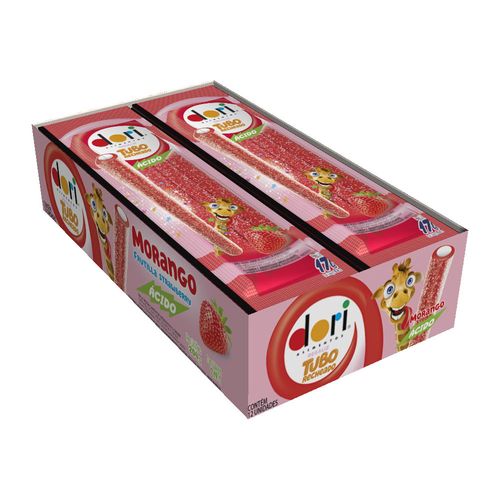 Tubo Recheado Morango Acido Dori 17g 12un