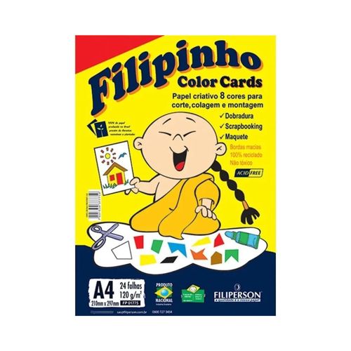Papel Cards A4 Color 120g C/8 Cores Filipinho