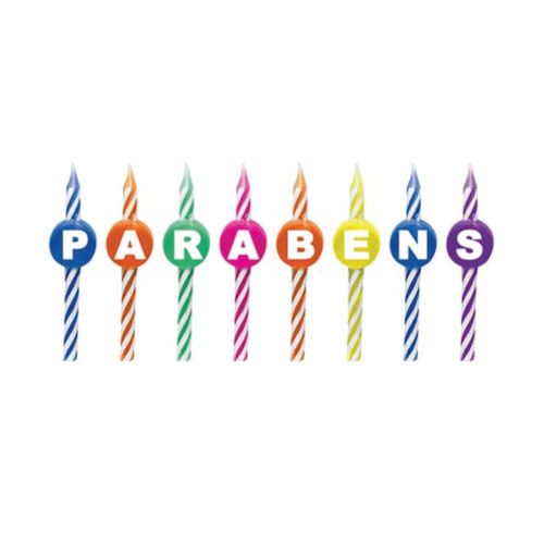 Vela Parabens Palito C/8 Silver