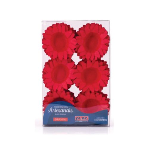 Forminha Girassol Vermelho Plac Pacote Com 40