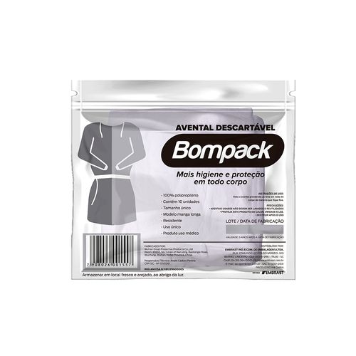 Avental Manga Longa Slim Pc/10 Bompack