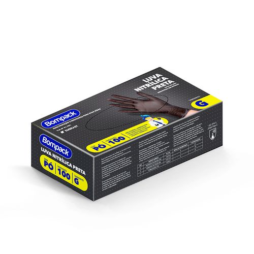 Luva Nitrilica Preta G C/100 Bompack