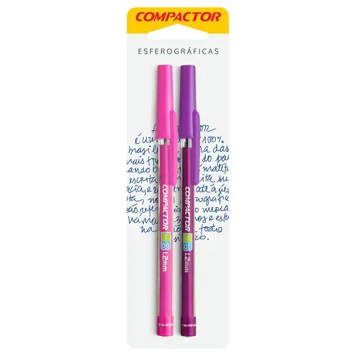 Caneta Esfe 07 Pink/viol Blister C/2 Compactor