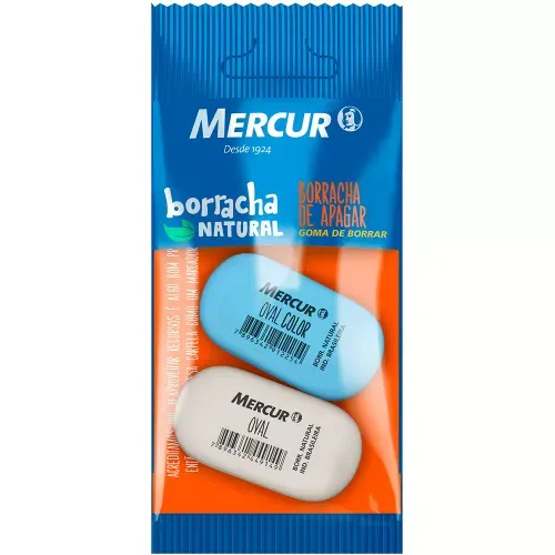 Borracha Oval Branca/azul Pull Pack C/2 Mercur
