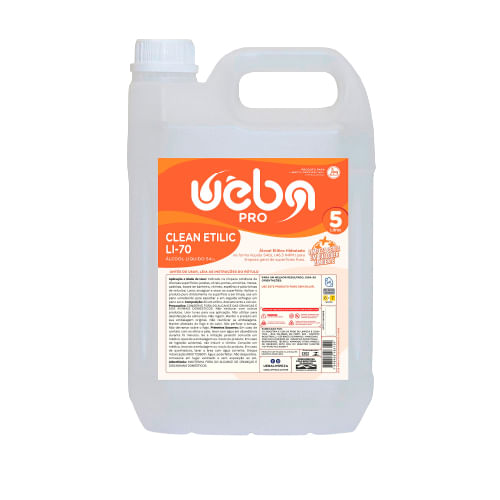 Galao Alcool Liquido 46,3 Inpm 54 Clean Etilic Ueba 5 Litros