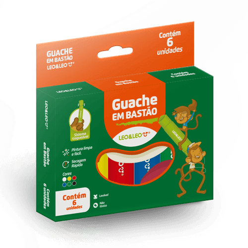 Guache Em Bastao 6 Cores Leoleo