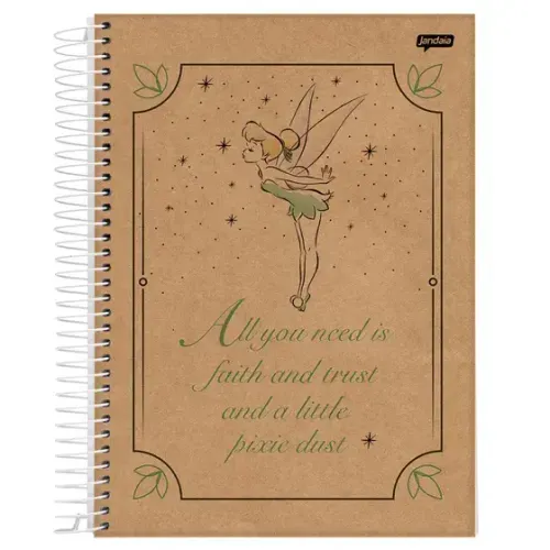 Caderno Universitario 1 Materia Capa Dura Tinker Bell Kraft All You Need 80fls Jandaia