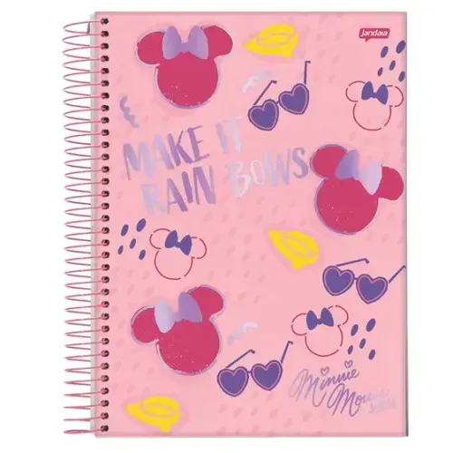 Caderno Universitario 1 Materia Capa Dura Minnie Arts Make 80fls Jandaia