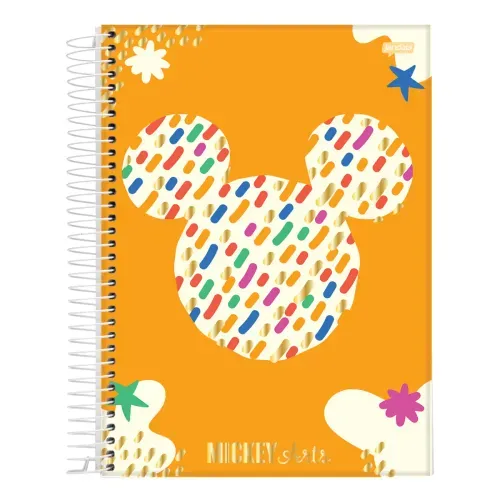 Caderno Universitario 1 Materia Capa Dura Mickey Arts Fundo Amarelo 80fls Jandaia