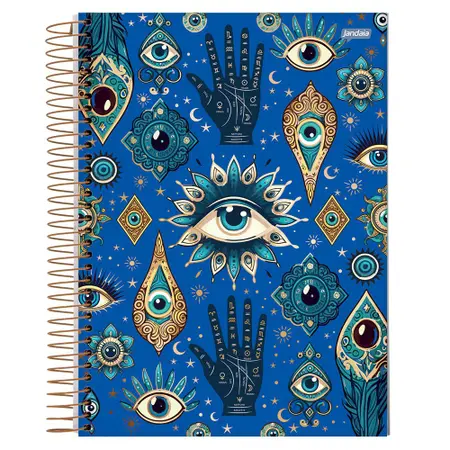 Caderno Universitario 10 Materias Capa Dura Mystic Olhos Fsc 160fls Jandaia