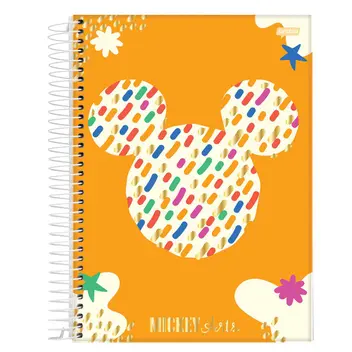 Caderno Universitario 10 Materias Capa Dura Mickey Arts Fundo Am 160fls Jandaia