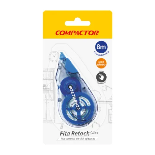 Corretivo Fita 8 Metros Retock Office Blister Compactor