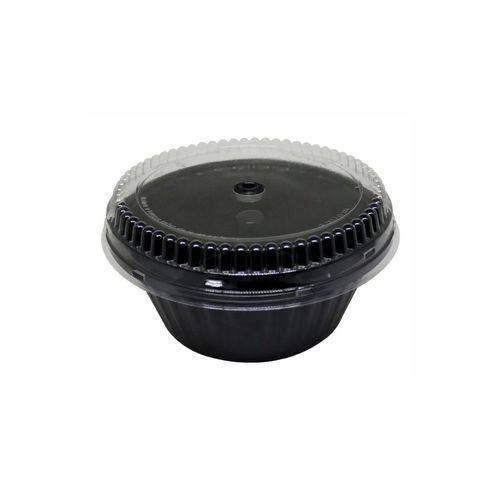 Porta G-232 Pudim Forneavel Preta Com Tampa 1500ml 10 Unidades