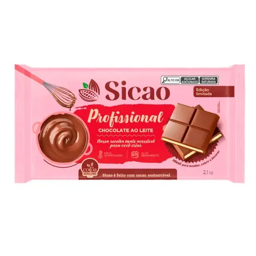 Chocolate Barra Ao Leite Profissional Sicao 2,1kg