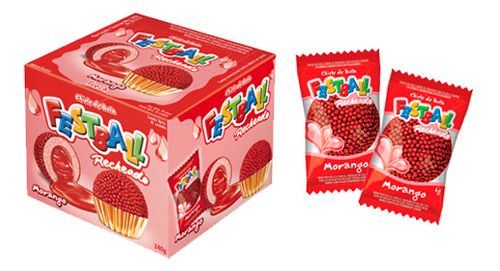 Chiclete Morango Festball 40un