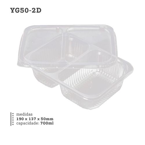 Pote Tampa Retangular Yg50 2 Divisorias 700ml Ymbale 10un