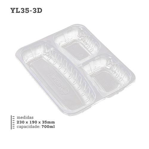 Pote Tampa Retangular Yl35 3 Divisoria 700ml Ymbale 10un