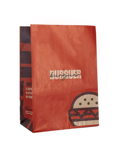 Saco Papel Kraft M Delivery 32x22x12 Hambuguer Stamp 50un