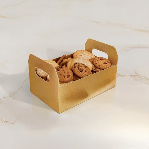 Cesta Caixote G Laminada Ouro Un Ideia