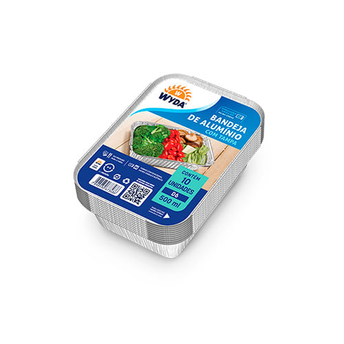 Conjunto Bandeja Com Tampa Cjd6 500ml Wyda C/10 Unidades